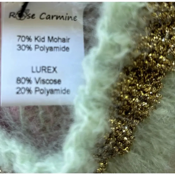 NWT Rose Carmine Tie & Dye Pullover Sweater Striped Kid Mohair w Lurex Size S/M - Picture 9 of 10